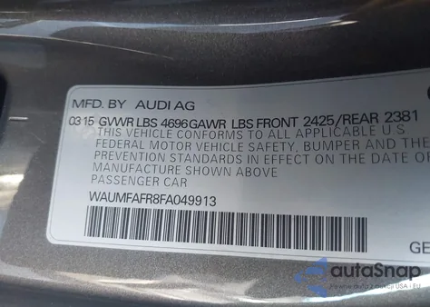 2015 Audi A5 2.0T Premium from USA, damaged, VIN WAUMFAFR8FA049913